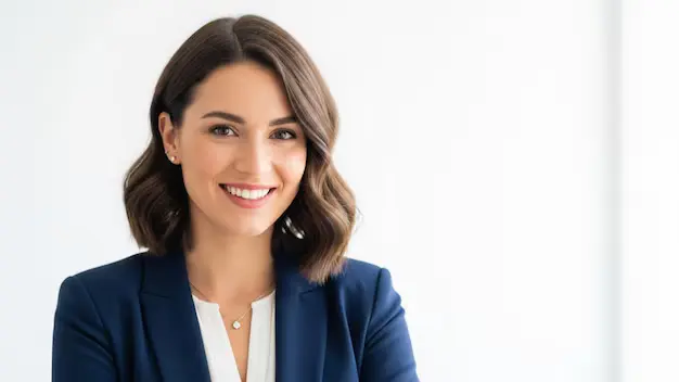 confident businesswoman with friendly smile
